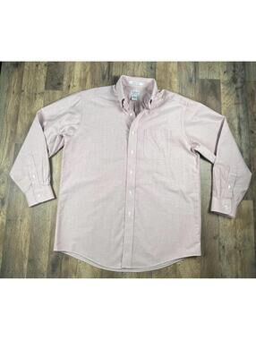 LL Bean Oxford Cloth Men 16-33 Salmon Wrinkle Resistant Long Sleeve Button Down